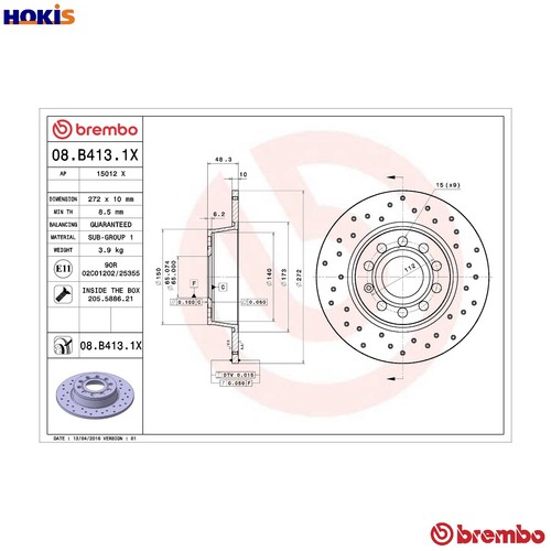 Brake disc b413 - 2x, 08.b413.1x