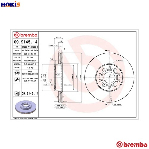 Brake disc 9145 11 for - disc,